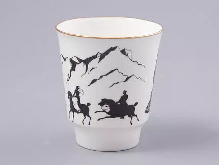 Чашка с блюдцем 165 мл форма Майская рисунок Русские писатели Лермонтов, арт. 81.31746.00.1