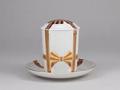 Бокал с блюдцем и с крышкой форма Снежное утро рисунок Подарок арт. 81.19995.00.1