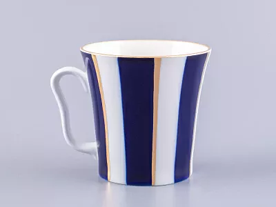 Бокал с блюдцем 360 мл форма Ленинградский рисунок Кобальтовые полосы арт. 81.14856.00.1