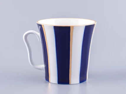 Бокал с блюдцем 360 мл форма Ленинградский рисунок Кобальтовые полосы арт. 81.14856.00.1, 