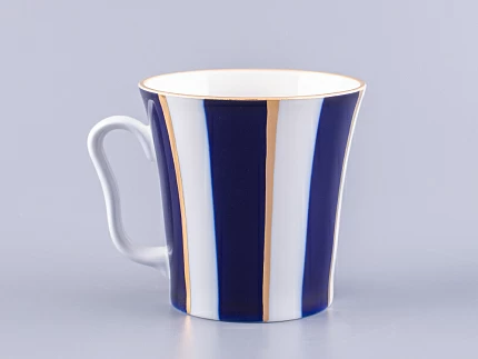 Бокал с блюдцем 360 мл форма Ленинградский рисунок Кобальтовые полосы арт. 81.14856.00.1 Бокал с блюдцем 360 мл форма Ленинградский рисунок Кобальтовые полосы арт. 81.14856.00.1