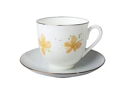 Чашка с блюдцем кофейная 180 мл форма Ландыш рисунок Желтые цветы арт. 81.17579.00.1