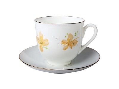 Чашка с блюдцем кофейная 180 мл форма Ландыш рисунок Желтые цветы арт. 81.17579.00.1