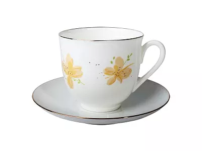 Чашка с блюдцем кофейная 180 мл форма Ландыш рисунок Желтые цветы арт. 81.17579.00.1