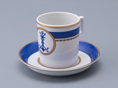 Чашка с блюдцем чайная 220 мл форма Гербовая рисунок Кают-компания № 3 арт. 81.24032.00.1 Чашка с блюдцем чайная 220 мл форма Гербовая рисунок Кают-компания № 3 арт. 81.24032.00.1