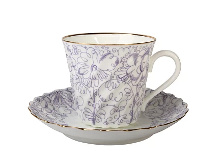 Чашка с блюдцем кофейная 155 мл форма Витая рисунок Садик арт. 81.14255.00.1