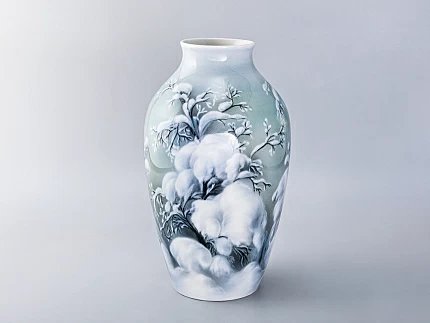 Ваза рисунок Зимнее утро, форма Ламповая, арт 80.05008.00.1