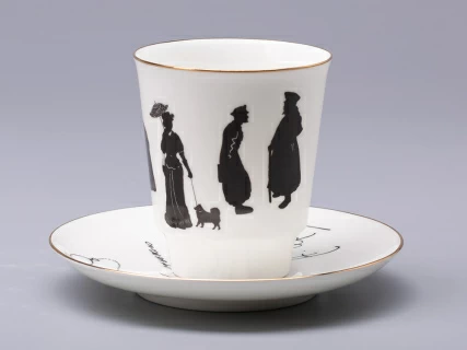 Чашка с блюдцем 165 мл форма Майская рисунок Русские писатели Чехов, арт. 81.31160.00.1,  Чашка с блюдцем 165 мл форма Майская рисунок Русские писатели Чехов, арт. 81.31160.00.1,