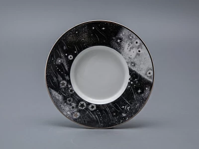 Бокал с блюдцем и крышкой 400 мл в подарочной упаковке, форма top рисунок Черный мустанг, арт 81.34276.00.1