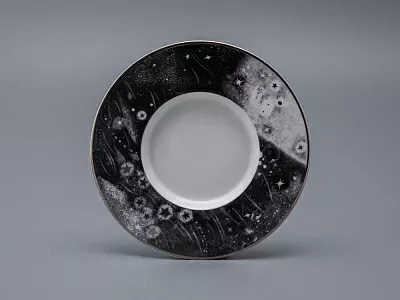 Бокал с блюдцем и крышкой 400 мл в подарочной упаковке, форма top рисунок Черный мустанг, арт 81.34276.00.1