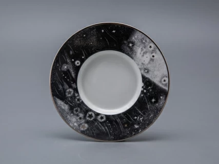 Бокал с блюдцем и крышкой 400 мл в подарочной упаковке, форма top рисунок Черный мустанг, арт 81.34276.00.1, 