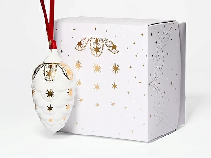 Елочная игрушка в подарочной упаковке форма Шишка рисунок Рождество, арт 81.33933.00.1
