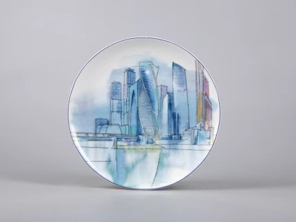 Декоративная тарелка 195 мм. форма Эллипс рисунок Москва - Сити 80.92050.00.1, 