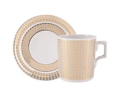 Чашка с блюдцем чайная форма Гербовая рисунок Зазеркалье. Полосы, арт. 81.27709.00.1