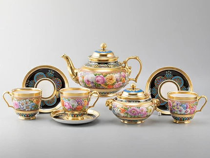 Сервиз чайный 14 предметов на 6 персон, форма Александр |||, рисунок Цветы Александрии, арт 81.31049.00.1