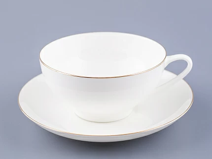 Чашка с блюдцем чайная 300 мл форма Купольная рисунок Золотая лента арт. 81.16430.00.1