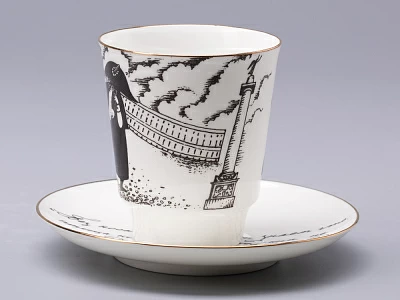 Чашка с блюдцем 165 мл форма Майская рисунок Русские писатели  Гоголь, арт. 81.31156.00.1 Чашка с блюдцем 165 мл форма Майская рисунок Русские писатели  Гоголь, арт. 81.31156.00.1