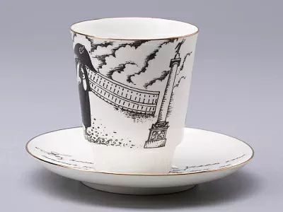 Чашка с блюдцем 165 мл форма Майская рисунок Русские писатели  Гоголь, арт. 81.31156.00.1