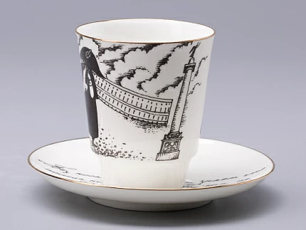 Чашка с блюдцем 165 мл форма Майская рисунок Русские писатели  Гоголь, арт. 81.31156.00.1 Чашка с блюдцем 165 мл форма Майская рисунок Русские писатели  Гоголь, арт. 81.31156.00.1