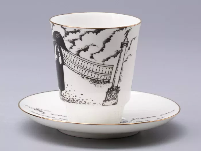 Чашка с блюдцем 165 мл форма Майская рисунок Русские писатели  Гоголь, арт. 81.31156.00.1, 