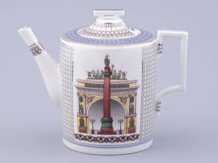 Сервиз чайный на 6 персон 21 предмет, форма Гербовая, рисунок Серебряный город, арт. 81.32583.00.1,  Сервиз чайный на 6 персон 21 предмет, форма Гербовая, рисунок Серебряный город, арт. 81.32583.00.1,