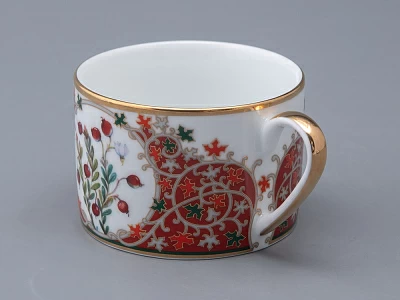 Чашка с блюдцем 250 мл в подарочной упаковке форма Соло рисунок Клюква заповедная, арт. 81.34280.00.1