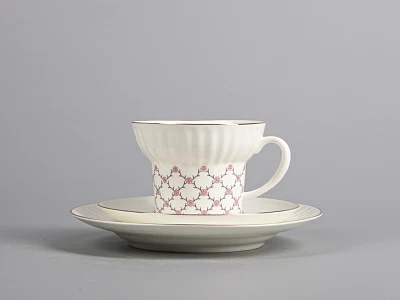 Трехпредметный комплект чайный форма Волна рисунок Розовая сетка 155 мл арт. 81.14622.00.1