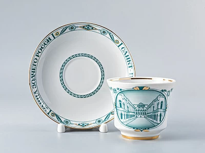 Чашка с блюдцем чайная 220 мл форма Банкетная рисунок Улица зодчего Росси арт. 81.14850.00.1