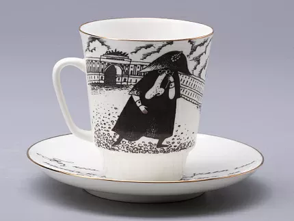 Чашка с блюдцем 165 мл форма Майская рисунок Русские писатели  Гоголь, арт. 81.31156.00.1