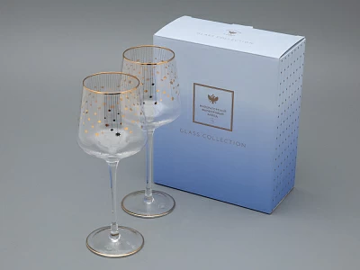Набор из 2-х бокалов для вина 430 мл в подарочной упаковке, рисунок Азур золотой, арт 14.11447.07
