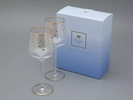 Набор из 2-х бокалов для вина 430 мл в подарочной упаковке, рисунок Азур золотой, арт 14.11447.07