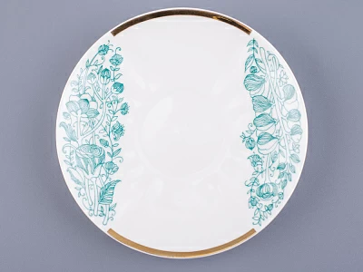 Чашка с блюдцем чайная 200 мл форма Гвоздика рисунок Лето Зеленое арт. 81.20071.00.1