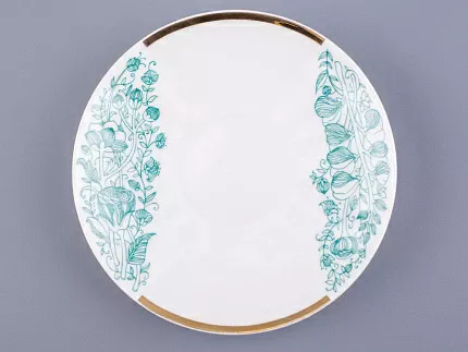 Чашка с блюдцем чайная 200 мл форма Гвоздика рисунок Лето Зеленое арт. 81.20071.00.1