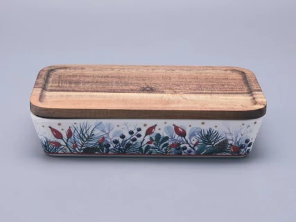 Набор для запекания с деревянной крышкой (2 предмета), в подарочной упаковке, форма Стандартная, рисунок Календа, арт 42.00073.00.1, 