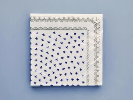 Салфетки бумажные, рисунок Кобальтовая сетка белая, 33х33 см, 20 шт, арт 14.00974.05, 