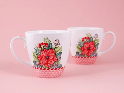 Набор бокалов с блюдцем 2шт форма Весна, рисунок Зимняя история (розовый) арт. 81.11374.00.1