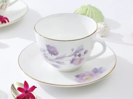 Чашка с блюдцем форма Весенняя-2 рисунок Нежный пион (сиреневый), арт. 81.28781.00.1, 