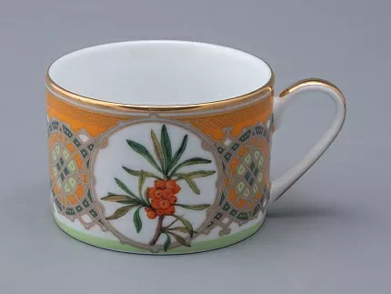 Чашка с блюдцем 250 мл в подарочной упаковке форма Соло рисунок Облепиха сибирская, арт. 81.33948.00.1