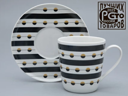 Чашка с блюдцем чайная форма Колокол рисунок Балтийский берег 3, арт. 81.31864.00.1, 