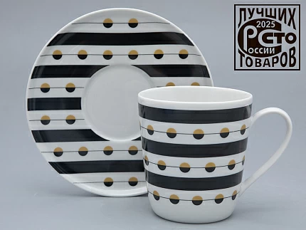 Чашка с блюдцем чайная форма Колокол рисунок Балтийский берег 3, арт. 81.31864.00.1