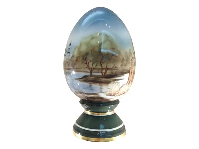 Яйцо пасхальное на подставке большой размер форма Императорская рисунок Весна арт. 80.60617.00.1