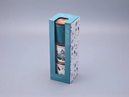 Набор банок 80 мм с деревянной крышкой (3 предмета), в подарочной упаковке, форма Стандартная, рисунок Календа, арт 42.00071.00.1, 