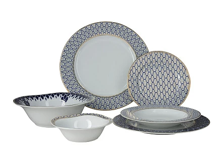 Сервиз столовый форма Европейская 2 рисунок Саламандра-2, 6 персон 22 предметов, арт. 81.27435.00.1
