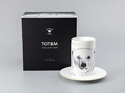 Бокал с блюдцем Тотем в подарочной упаковке, рисунок Медведь арт. 81.28376.00.1 Бокал с блюдцем Тотем в подарочной упаковке, рисунок Медведь арт. 81.28376.00.1