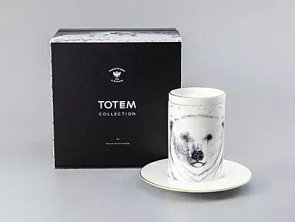 Бокал с блюдцем Тотем в подарочной упаковке, рисунок Медведь арт. 81.28376.00.1