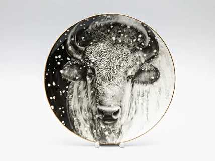 Декоративная тарелка 300 мм в подарочной упаковке, форма Эллипс - 2 рисунок Тотем.Бизон, арт. 81.28919.00.1, 