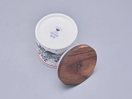 Набор банок 80 мм с деревянной крышкой (3 предмета), в подарочной упаковке, форма Стандартная, рисунок Календа, арт 42.00071.00.1