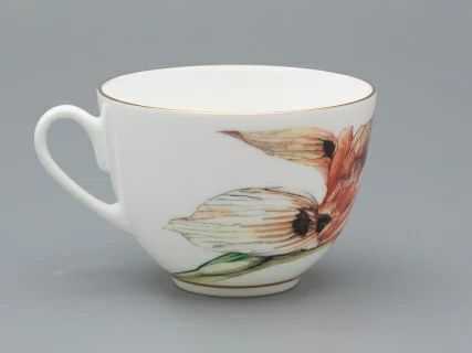 Чашка с блюдцем L’Art des Fleurs в подарочной упаковке, форма Весенняя 2, рисунок Тигровый ирис, арт 81.33404.00.1, 