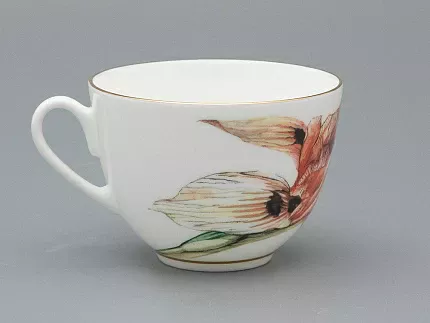 Чашка с блюдцем L’Art des Fleurs в подарочной упаковке, форма Весенняя 2, рисунок Тигровый ирис, арт 81.33404.00.1