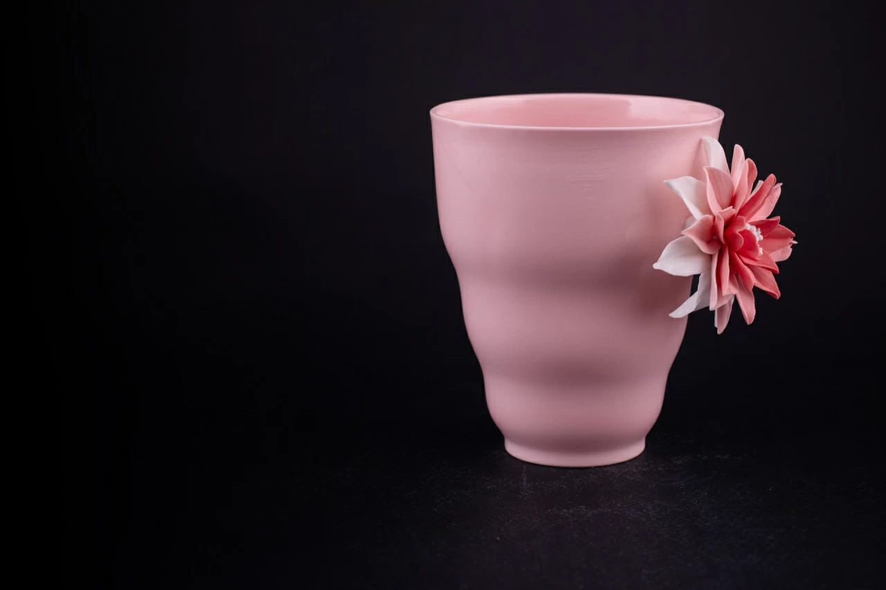 Бокал для салфеток, форма Флора фарфора, Розовый с розовым крупным цветком, арт 60.06878.00.1, 